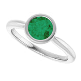 10K Gold Oval Lab-Grown Emerald Bezel-Set Solitaire Ring - White Gold - view 5