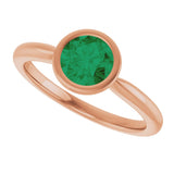 14K Gold Oval Lab-Grown Emerald Bezel-Set Solitaire Ring - Rose Gold - view 5