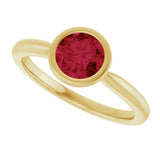 10K Gold Oval Lab-Grown Ruby Bezel-Set Solitaire Ring - Yellow Gold - view 5