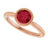 14K Gold Oval Lab-Grown Ruby Bezel-Set Solitaire Ring - Rose Gold - view 5
