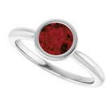 10K Gold Oval Natural Mozambique Garnet Bezel-Set Solitaire Ring - White Gold - view 5