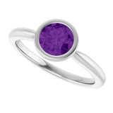 10K Gold Oval Natural Amethyst Bezel-Set Solitaire Ring - White Gold - view 5