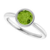 10K Gold Oval Natural Peridot Bezel-Set Solitaire Ring - White Gold - view 5