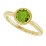 10K Gold Oval Natural Peridot Bezel-Set Solitaire Ring - Yellow Gold - view 5