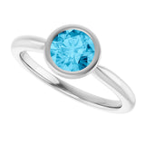 10K Gold Oval Natural Aquamarine Bezel-Set Solitaire Ring - White Gold - view 5