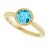 10K Gold Oval Natural Aquamarine Bezel-Set Solitaire Ring - Yellow Gold - view 5