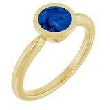14K Gold Oval Lab-Grown Blue Sapphire Bezel-Set Solitaire Ring - Yellow Gold