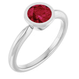 10K Gold Oval Lab-Grown Ruby Bezel-Set Solitaire Ring - White Gold