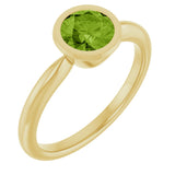 10K Gold Oval Natural Peridot Bezel-Set Solitaire Ring - Yellow Gold