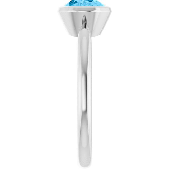 Platinum Oval Natural Swiss Blue Topaz Bezel-Set Solitaire Ring - view 4