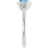 10K Gold Oval Natural Sky Blue Topaz Bezel-Set Solitaire Ring - White Gold - view 4