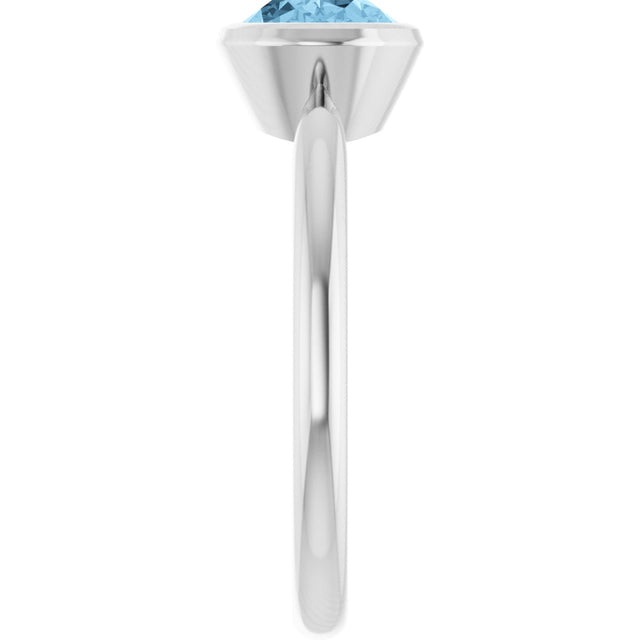 10K Gold Oval Natural Sky Blue Topaz Bezel-Set Solitaire Ring - White Gold - view 4