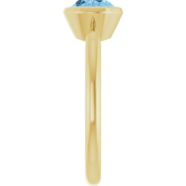 10K Gold Oval Natural Sky Blue Topaz Bezel-Set Solitaire Ring - Yellow Gold - view 4