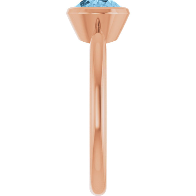 14K Gold Oval Natural Sky Blue Topaz Bezel-Set Solitaire Ring - Rose Gold - view 4