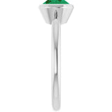 10K Gold Oval Lab-Grown Emerald Bezel-Set Solitaire Ring - White Gold - view 4