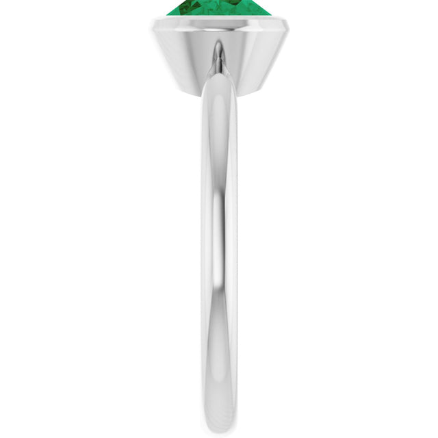 10K Gold Oval Lab-Grown Emerald Bezel-Set Solitaire Ring - White Gold - view 4