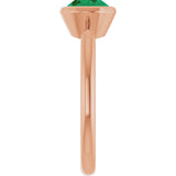 14K Gold Oval Lab-Grown Emerald Bezel-Set Solitaire Ring - Rose Gold - view 4