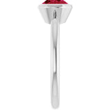 10K Gold Oval Lab-Grown Ruby Bezel-Set Solitaire Ring - White Gold - view 4