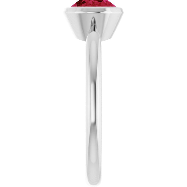10K Gold Oval Lab-Grown Ruby Bezel-Set Solitaire Ring - White Gold - view 4