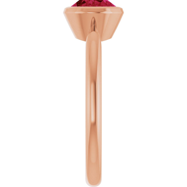 14K Gold Oval Lab-Grown Ruby Bezel-Set Solitaire Ring - Rose Gold - view 4