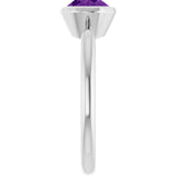 10K Gold Oval Natural Amethyst Bezel-Set Solitaire Ring - White Gold - view 4
