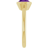 10K Gold Oval Natural Amethyst Bezel-Set Solitaire Ring - Yellow Gold - view 4