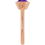 14K Gold Oval Natural Amethyst Bezel-Set Solitaire Ring - Rose Gold - view 4