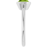 10K Gold Oval Natural Peridot Bezel-Set Solitaire Ring - White Gold - view 4