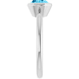 Platinum Oval Natural Aquamarine Bezel-Set Solitaire Ring - view 4
