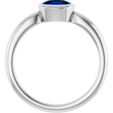 10K Gold Oval Lab-Grown Blue Sapphire Bezel-Set Solitaire Ring - White Gold - view 2