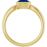 10K Gold Oval Lab-Grown Blue Sapphire Bezel-Set Solitaire Ring - Yellow Gold - view 2