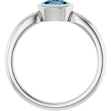 10K Gold Oval Natural Sky Blue Topaz Bezel-Set Solitaire Ring - White Gold - view 2