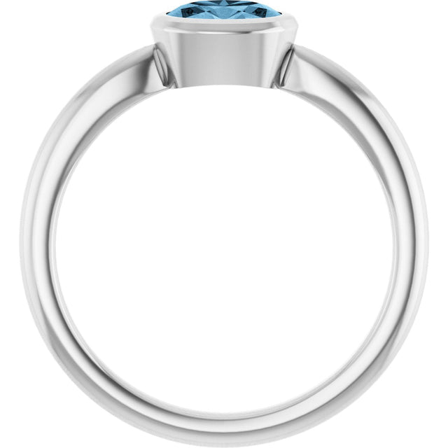 10K Gold Oval Natural Sky Blue Topaz Bezel-Set Solitaire Ring - White Gold - view 2