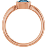 14K Gold Oval Natural Sky Blue Topaz Bezel-Set Solitaire Ring - Rose Gold - view 2