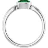 10K Gold Oval Lab-Grown Emerald Bezel-Set Solitaire Ring - White Gold - view 2