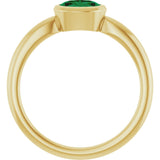 10K Gold Oval Lab-Grown Emerald Bezel-Set Solitaire Ring - Yellow Gold - view 2