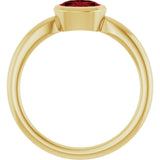 10K Gold Oval Lab-Grown Ruby Bezel-Set Solitaire Ring - Yellow Gold - view 2