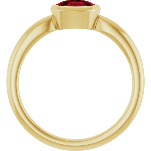 10K Gold Oval Lab-Grown Ruby Bezel-Set Solitaire Ring - Yellow Gold - view 2