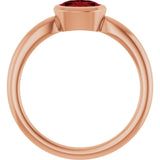 14K Gold Oval Lab-Grown Ruby Bezel-Set Solitaire Ring - Rose Gold - view 2