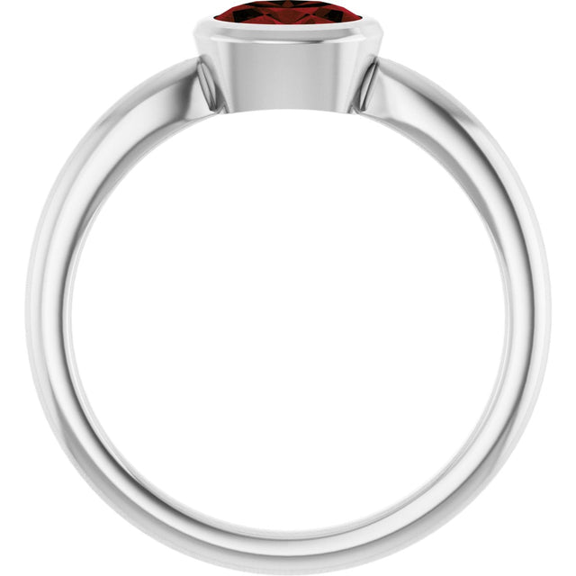 10K Gold Oval Natural Mozambique Garnet Bezel-Set Solitaire Ring - White Gold - view 2