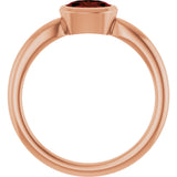 14K Gold Oval Natural Mozambique Garnet Bezel-Set Solitaire Ring – 6x4mm - Rose Gold - view 2