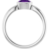 10K Gold Oval Natural Amethyst Bezel-Set Solitaire Ring - White Gold - view 2