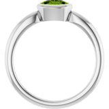 10K Gold Oval Natural Peridot Bezel-Set Solitaire Ring - White Gold - view 2