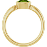 10K Gold Oval Natural Peridot Bezel-Set Solitaire Ring - Yellow Gold - view 2