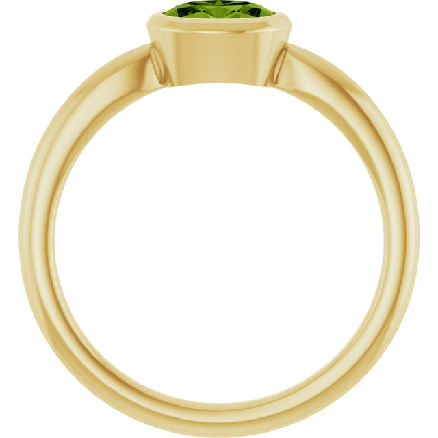 10K Gold Oval Natural Peridot Bezel-Set Solitaire Ring - Yellow Gold - view 2