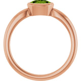 14K Gold Oval Natural Peridot Bezel-Set Solitaire Ring - Rose Gold - view 2