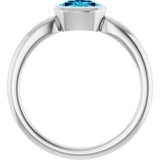 10K Gold Oval Natural Aquamarine Bezel-Set Solitaire Ring - White Gold - view 2