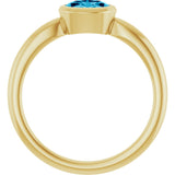 10K Gold Oval Natural Aquamarine Bezel-Set Solitaire Ring - Yellow Gold - view 2