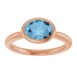 14K Gold Oval Natural Sky Blue Topaz Bezel-Set Solitaire Ring - Rose Gold - view 3