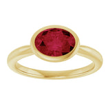 10K Gold Oval Lab-Grown Ruby Bezel-Set Solitaire Ring - Yellow Gold - view 3